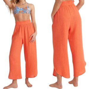 Marine Layer Corinne Wide Leg Pants Women's Small Hot Coral Guazy Beach NWT